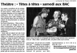 « Têtes à têtes », Le Courrier de l'Ouest 21/01/2015